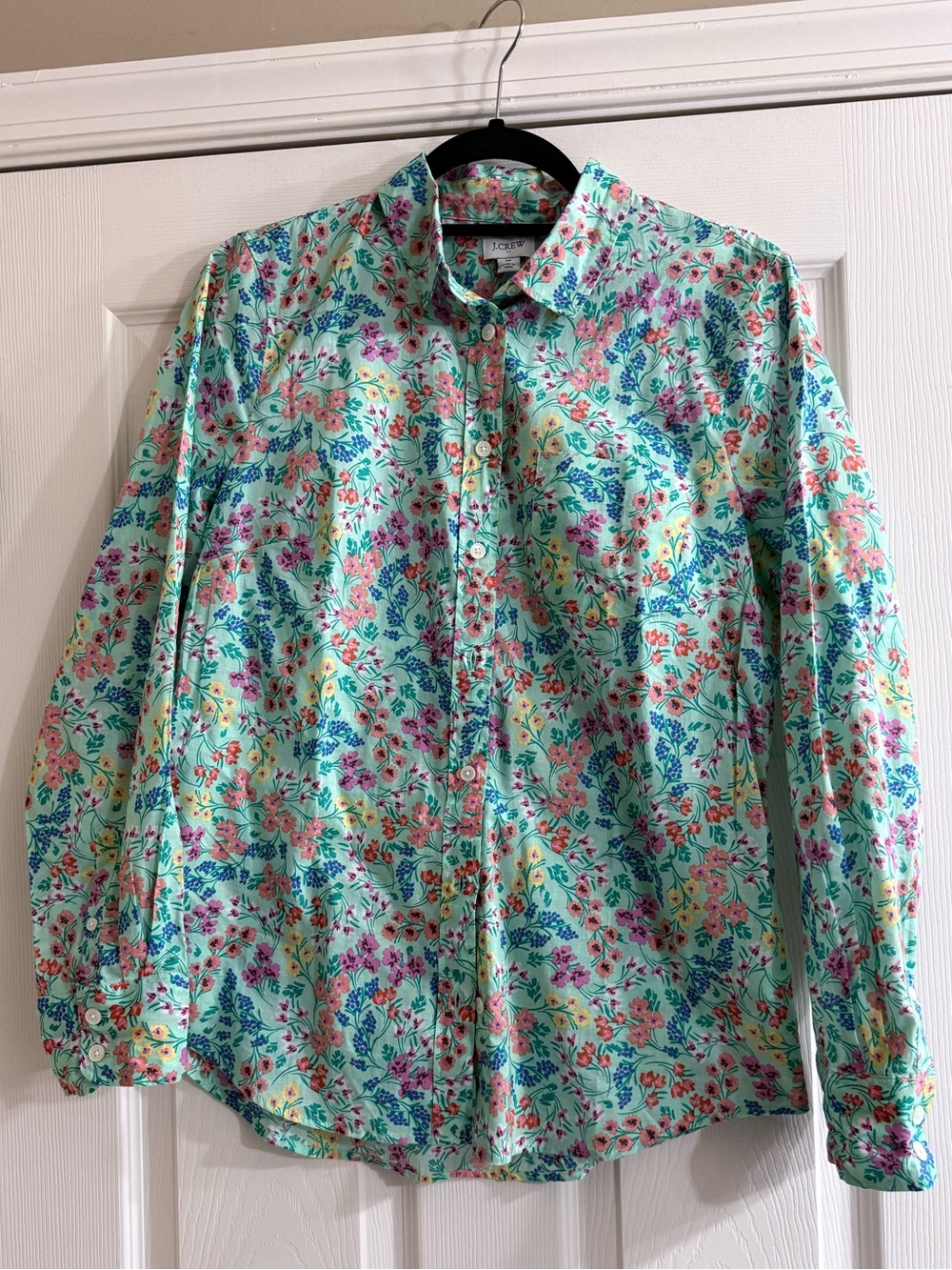 J. Crew Floral Button-Down Shirt in Mint Multicolor